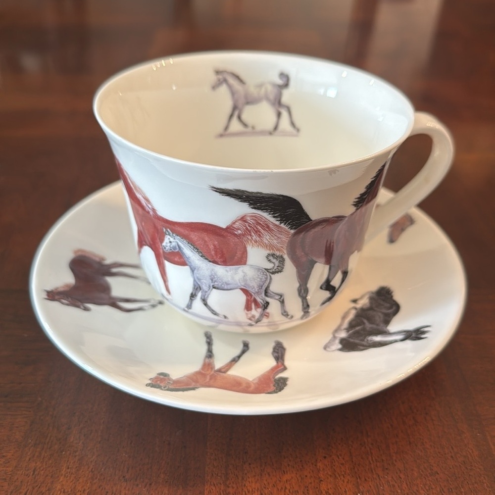 Horses Fine Bone China Breakfast Cup Saucer Roy Kirkham Made England